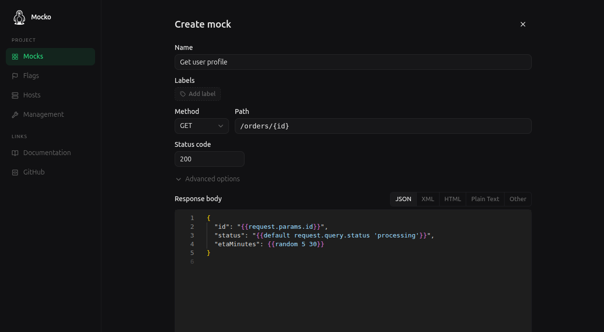Creating a mock in Mocko